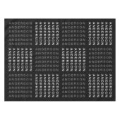 繰り返し名前または単語パターン灰色の白黒 テーブルクロス (正面(横))