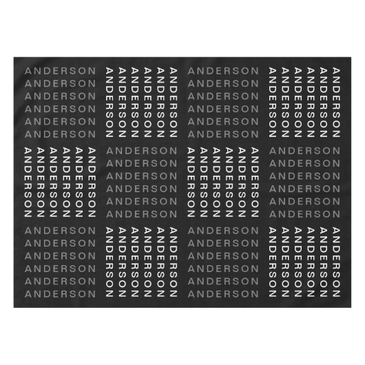 繰り返し名前または単語パターン灰色の白黒 テーブルクロス (正面(横))