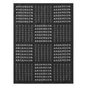 繰り返し名前または単語パターン灰色の白黒 テーブルクロス (正面)