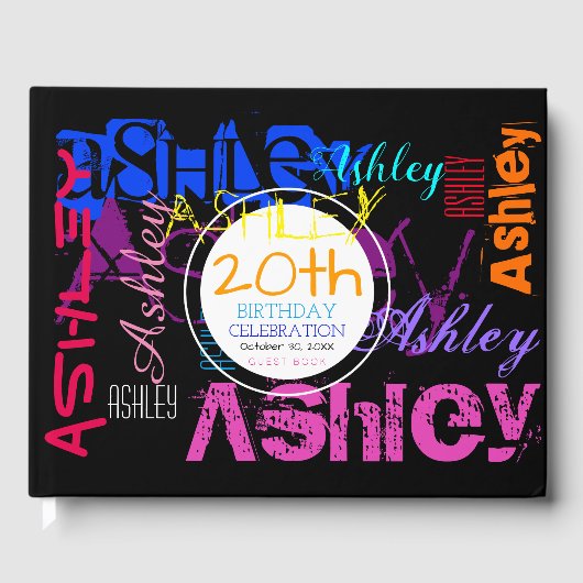 繰り返し名6文字20番目の誕生日ゲストブック ゲストブック (正面)