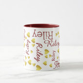 繰り返し名(金ゴールドハート付き) マグカップ (中央)