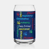 繰り返し名、青Any Name任意の誕生日カスタム ガラス缶 (裏面)