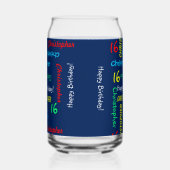 繰り返し名、青Any Name任意の誕生日カスタム ガラス缶 (右)