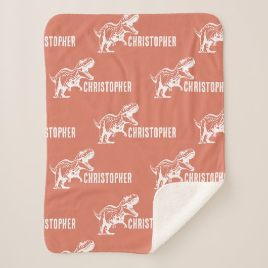 繰り返し名Tレックス署名ラプターラスト シェルパブランケット (正面)