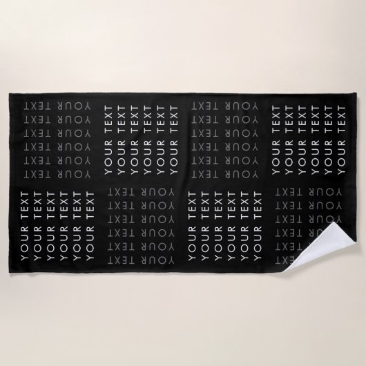 繰り返し文字パターン黒いグレーと白 ビーチタオル (正面)