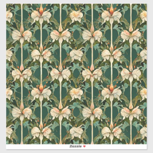 繰り返し植物模様 シール (シート)