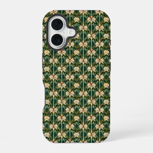 繰り返し植物模様 iPhone 16ケース (裏面)