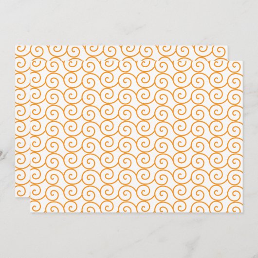 繰り返し模様のモモを持つ茶色とオレンジの絨毯 サンキューカード (正面/裏面)