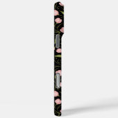 繰り返し模様の黒の可愛いピンクの花 Case-Mate iPhoneケース (裏面 / 右)