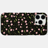 繰り返し模様の黒の可愛いピンクの花 Case-Mate iPhoneケース (裏面 (横))