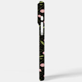繰り返し模様の黒の可愛いピンクの花 Case-Mate iPhoneケース (裏面 / 左)