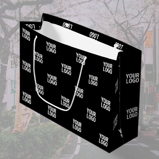 繰り返し画像、デザイン、または企業ロゴ ラージペーパーバッグ