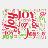 繰り返し言葉ピースジョイ愛レッドグリーンクリスマス ラッピングペーパーシート (正面2)