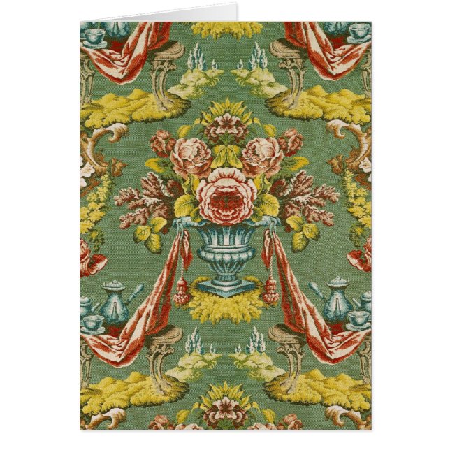 繰り返す花のモチーフの織物 (正面)