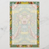 繰り返す花のモチーフの織物 便箋 (正面)