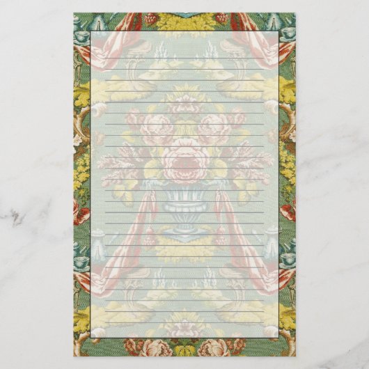 繰り返す花のモチーフの織物 便箋 (正面)