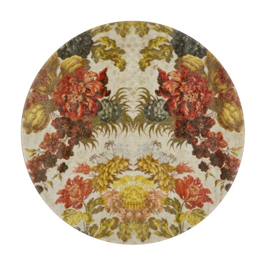 繰り返す花パターンが付いている織物 カッティングボード (正面)