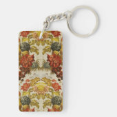 繰り返す花パターンが付いている織物 キーホルダー (裏面)