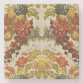 繰り返す花パターンが付いている織物 ストーンコースター (正面)