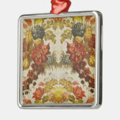 繰り返す花パターンが付いている織物 メタルオーナメント (左)