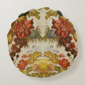 繰り返す花パターンが付いている織物 ラウンドクッション (裏面)