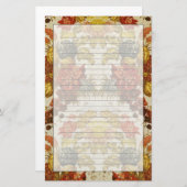 繰り返す花パターンが付いている織物 便箋 (正面/裏面)