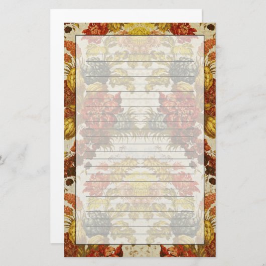 繰り返す花パターンが付いている織物 便箋 (正面/裏面)