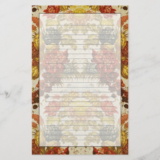 繰り返す花パターンが付いている織物 便箋 (正面)