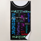 繰り返パーソナライズされたし7文字ビーチ ビーチタオル (正面)