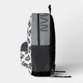 繰り返モダンしパターン白灰色 プリントバックパック (右)