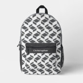 繰り返モダンしパターン白灰色 プリントバックパック (正面)