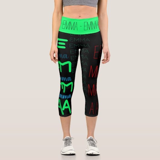 繰パーソナライズされたり返し名前4文字C カプリレギンス (正面)