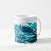 缶の上に海や海の波を描く油絵 コーヒーマグカップ (正面右)