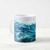 缶の上に海や海の波を描く油絵 コーヒーマグカップ (正面左)
