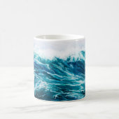 缶の上に海や海の波を描く油絵 コーヒーマグカップ (中央)