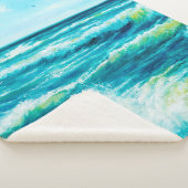  缶の上に海や海の波を描く油絵 シェルパブランケット (3/4)