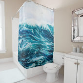 缶の上に海や海の波を描く油絵 シャワーカーテン (インサイチュ)