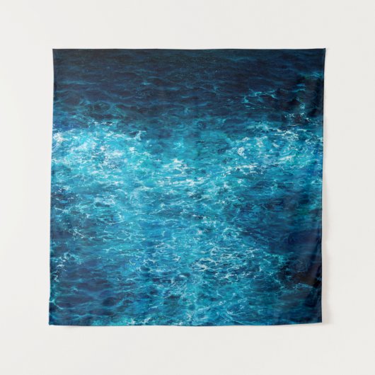 缶の上に海や海の波を描く油絵 タペストリー (正面)