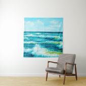  缶の上に海や海の波を描く油絵 タペストリー (インサイチュ)