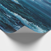 缶の上に海や海の波を描く油絵 ラッピングペーパー (角)