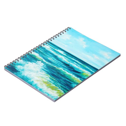 缶の上の海や海の波を示す油絵 ノートブック (左側)