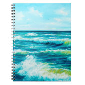 缶の上の海や海の波を示す油絵 ノートブック (正面)