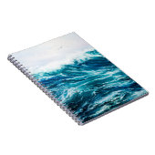 缶の上の海や海の波を示す油絵 ノートブック (右側)