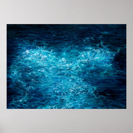 缶の上の海や海の波を示す油絵 ポスター (正面)