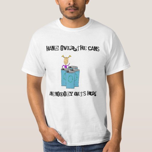 缶を引き渡す Tシャツ (正面)