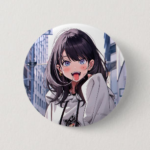 缶バッジ あっかんべーJK｜Badge 寿司娘 GenerativeAI