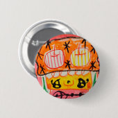 缶バッジ りんご帽子の女の子 (正面&裏面)