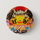 缶バッジ 着物の女の子 (正面)