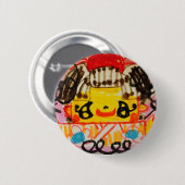 缶バッジ 着物の女の子 (正面&裏面)