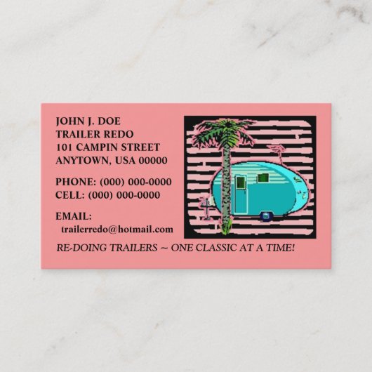 缶詰にされたハムのヴィンテージ旅行トレーラーの名刺! 名刺 (正面)